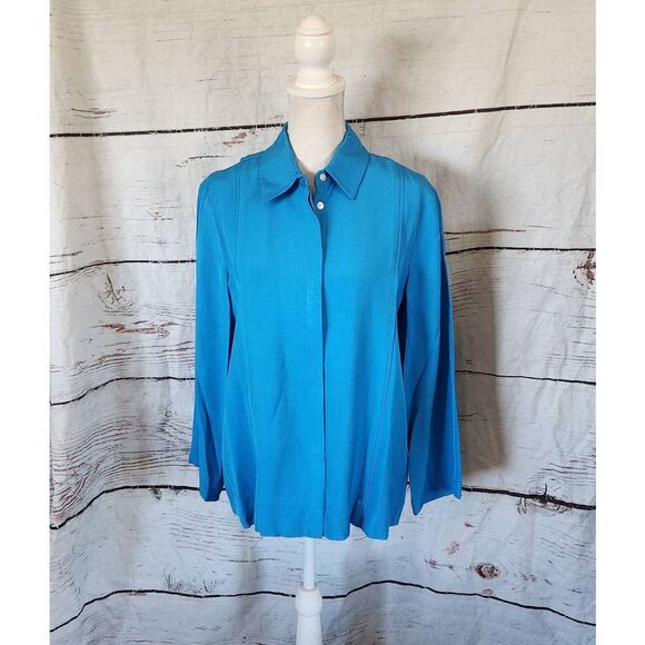 CO Seamed Button Down Long Sleeve Top Size Small - Picture 1 of 6
